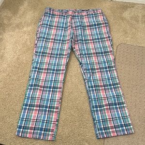 Plaid pink green blue vineyard vines pants 36x32